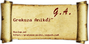 Greksza Anikó névjegykártya
